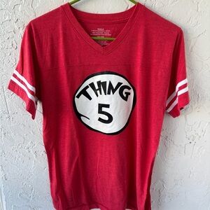 Red V-Neck Graphic T-Shirt